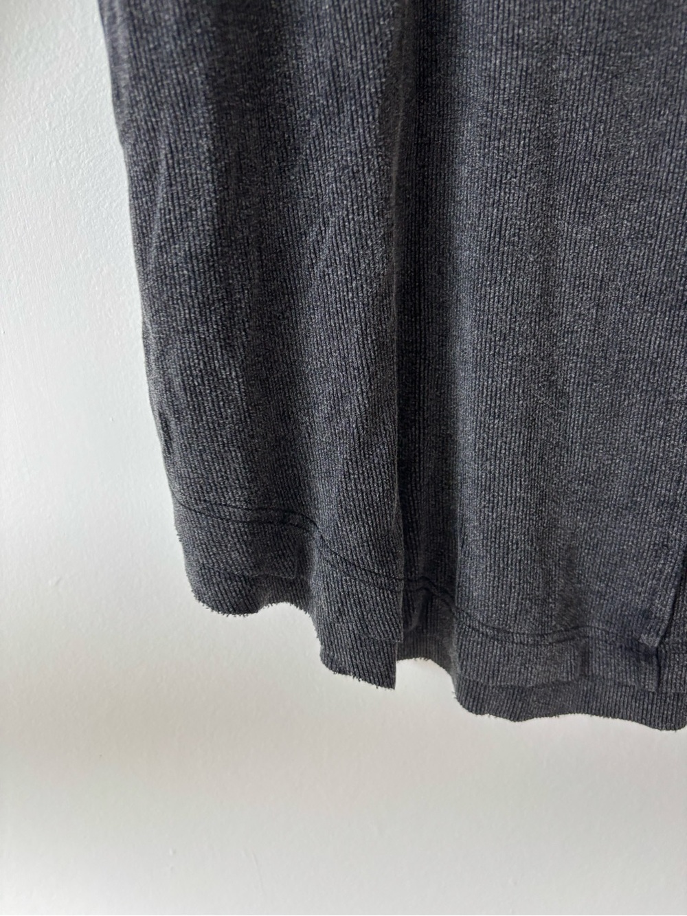 POL Charcoal Gray Scoop Neck Ribbed Henley Long Sleeve T-shirt Button Front - Picture 5 of 9